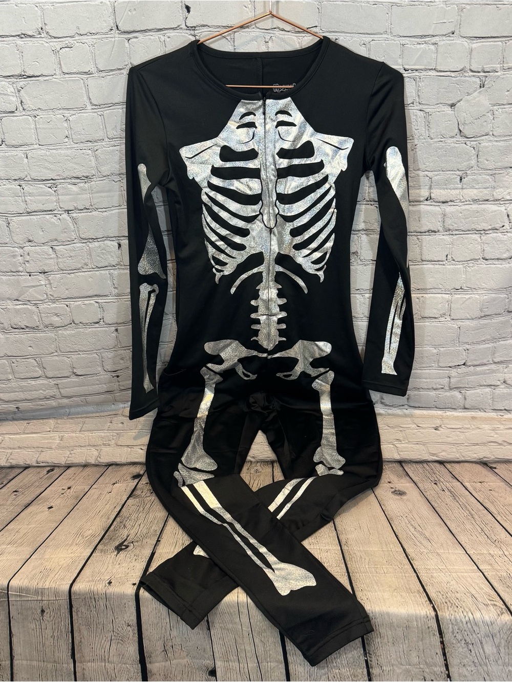 Tipsy Elves Silver Metallic Skeleton Bodysuit Halloween Costume